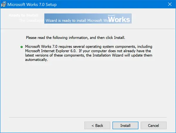 Install & run Microsoft Works on Windows 10