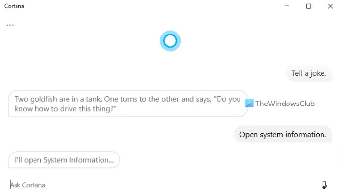 Microsoft Cortana voice commands to control Windows PC