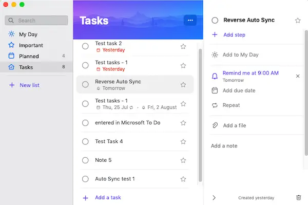 Microsoft To-Do App for macOS