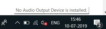 No Audio Output Device is Installed error in Windows 10