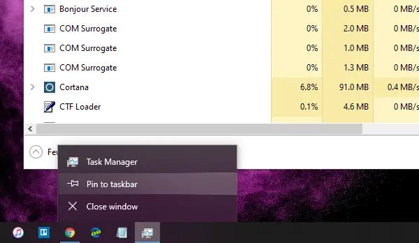 Pin Task Manager to Taskbar or Start Menu; Minimize Taskbar to System Tray