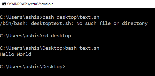 Run Shell script files from Command Prompt