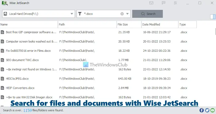 Search for files and documents with Wise JetSearch