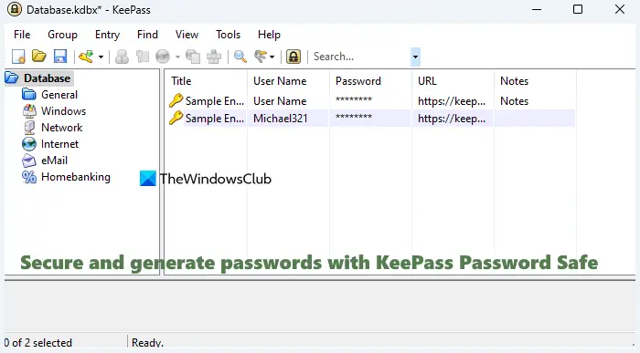 Secure and generate passwords with KeePass Password Safe