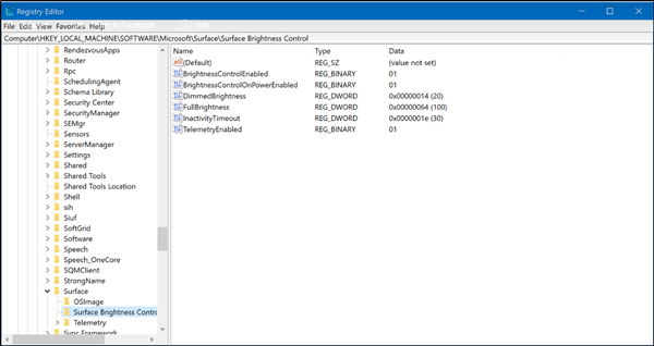 Change default brightness value of  Microsoft Surface