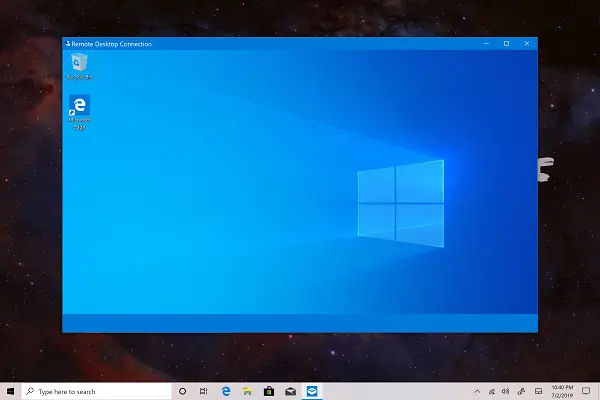 Taskbar not visible on remote computer when accessed using RDP