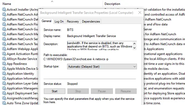 Windows BITS Service