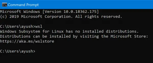 Windows Subsystem For Linux has no Installed Distributions error