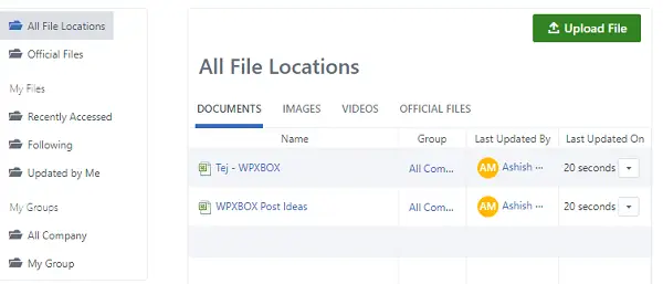 Yammer File locations