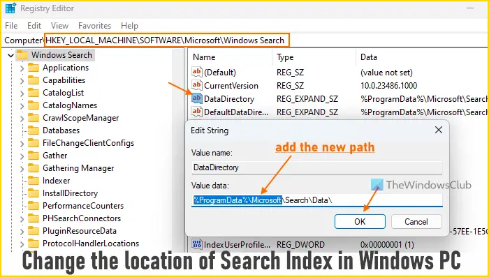 Ändern Sie Den Speicherort Des Suchindex In Windows