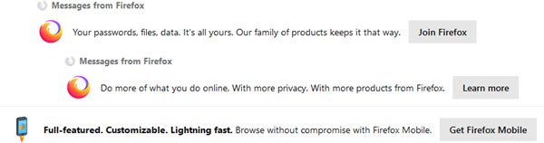 How to disable Messages from Firefox in New tab - 33