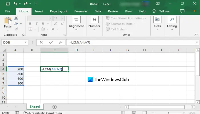 find least common multiple in excel