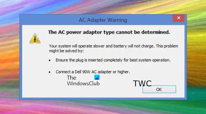 AC power adapter type cannot be determined