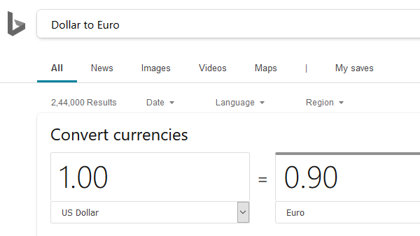 Dollar in Euro