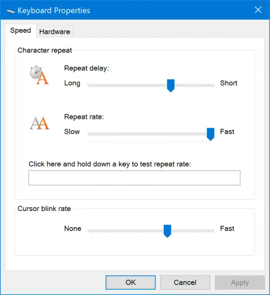 Set Keyboard Repeat Rate & Repeat Delay