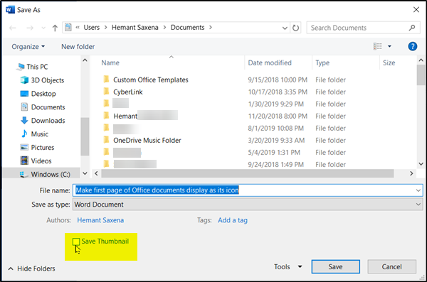 How to display First Page of Office document as its Icon