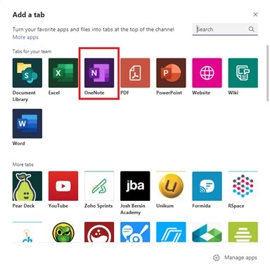 OneNote in Microsoft Teams