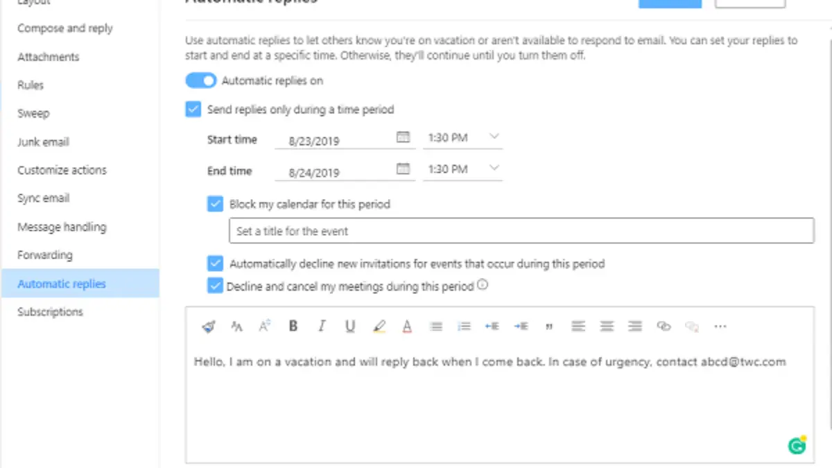 How To Set Up Automatic Replies Or Vacation Reply In Outlook