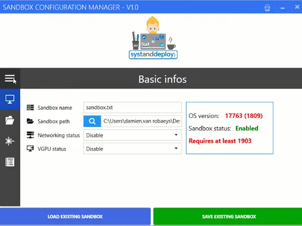 Sandbox Configuration Manager