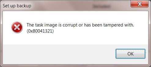 The task image is corrupt or has been tampered with (0x80041321)