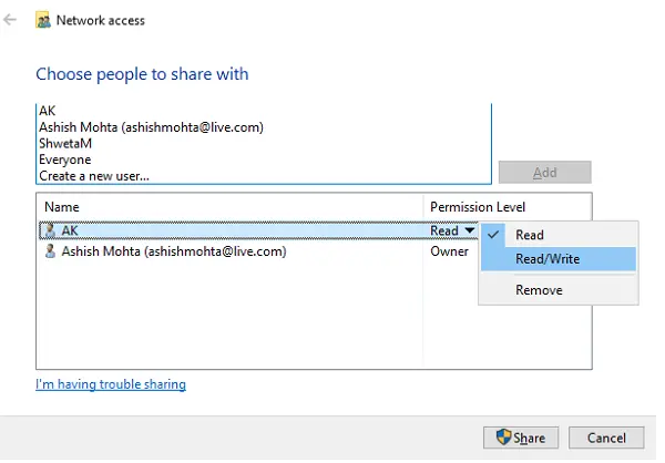 Share Files & Folders over a Network