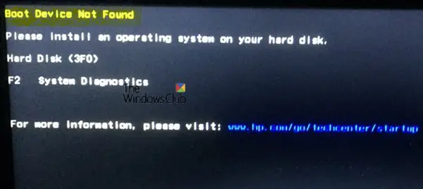 Boot Device Not Found