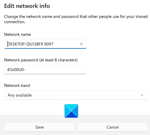Change Hotspot Name & Password in Windows 11