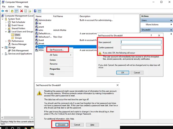 Change User Password from Computer Management