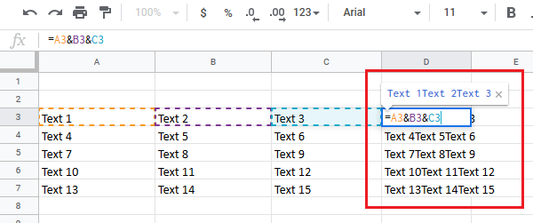 Merge & combine columns without losing data in Excel