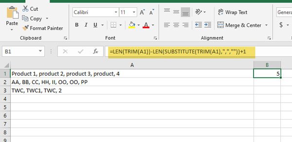 excel split cells on commas