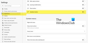How to remove Send feedback button in Microsoft Edge