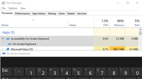 how to turn on on screen keyboard windows 10 startup