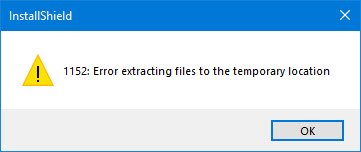 1152: Error extracting files to the temporary location