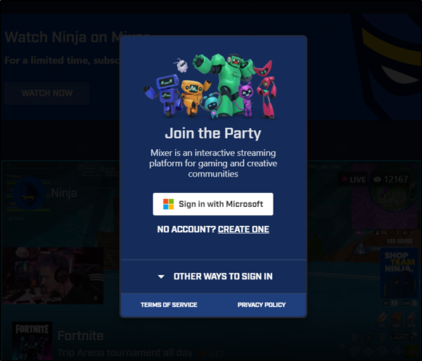 That account is not linked with any Mixer account