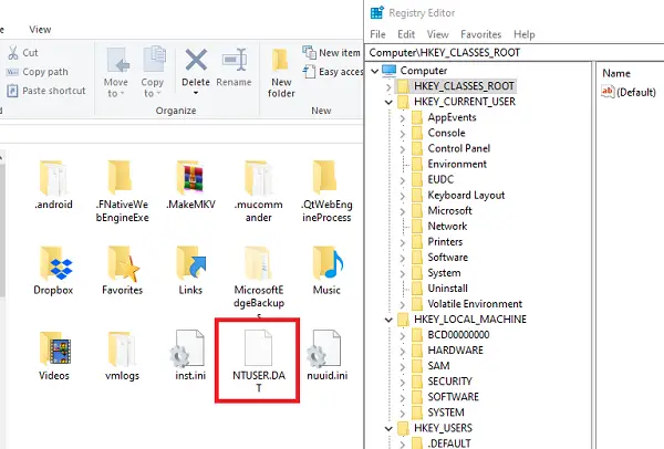 NTUSER.DAT file in Windows 10