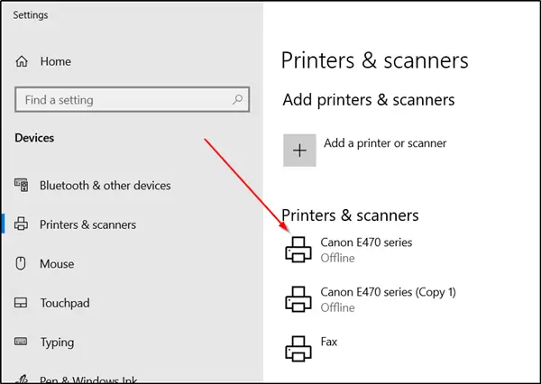 Open & change Printer settings in Windows 10