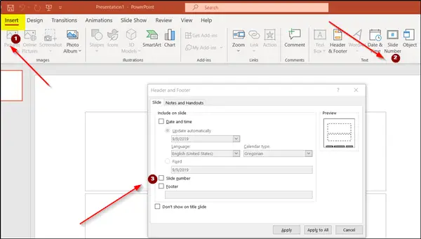 remove page numbers from powerpoint presentation