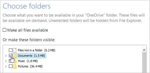 Stop syncing a folder in OneDrive 1