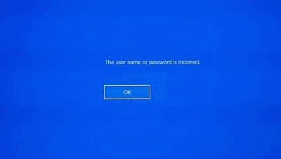 The username or password is an incorrect