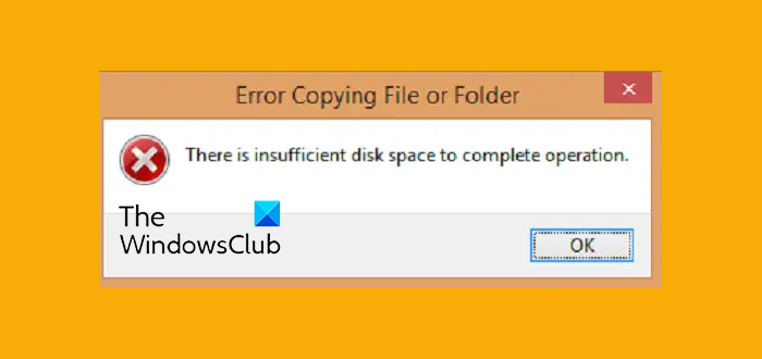 There is insufficient disk space to complete operation