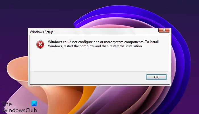 Windows could not configure one or more system components