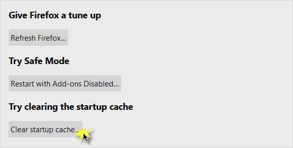 clear startup cache firefox