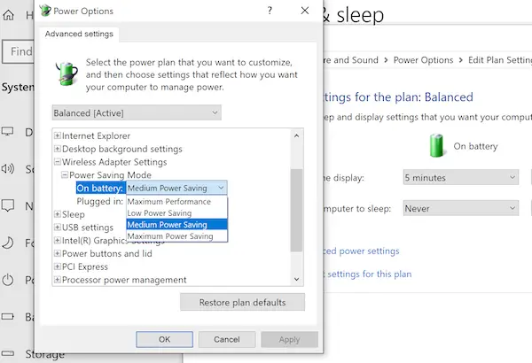 Advanced Power Plan Settings