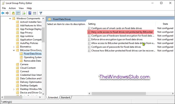 Allow or Deny Write Access to Fixed Drives not Protected by BitLocker