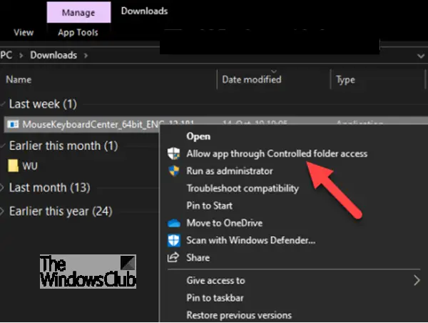 Add Controlled Folder Access commands to Context Menu