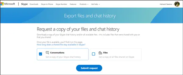 Skype files and chat history to your Windows PC