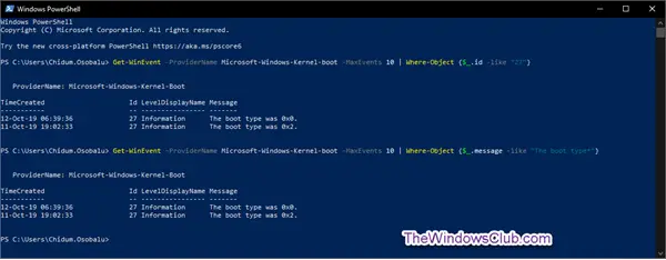 Check if Windows 10 last boot was from Fast Startup, Full Shutdown, or Hibernate