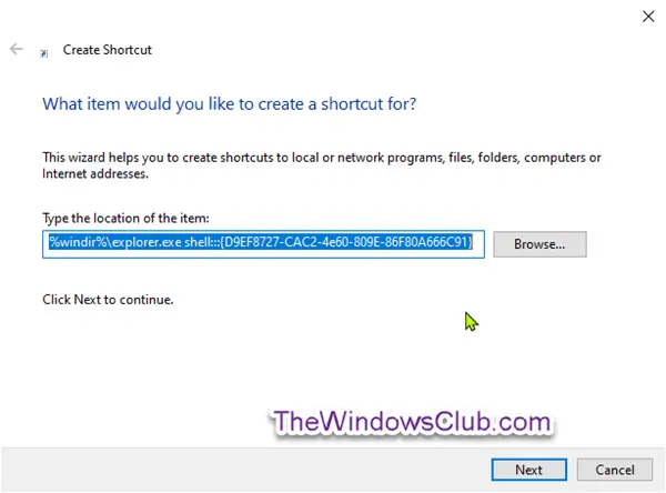 Create BitLocker Drive Encryption shortcut