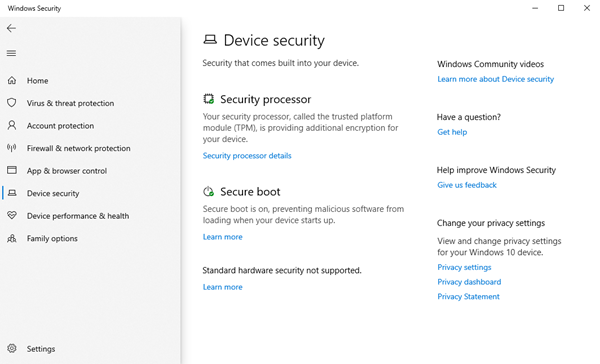Device Security in Windows 10