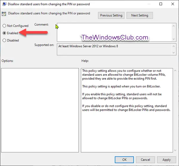 Prevent Standard Users from Changing BitLocker PINs or Passwords